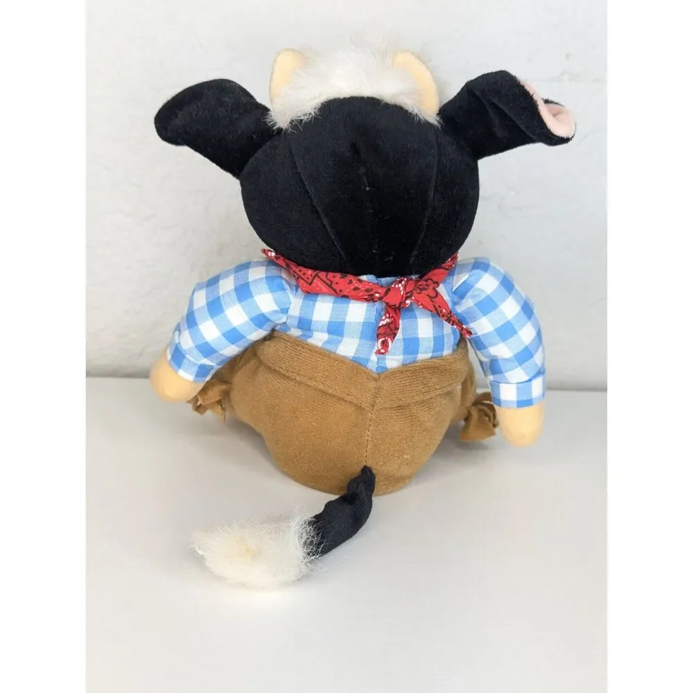 Vtg Enesco Mary's Moo Moos Plush Cow Stuffed Animal Western Rodeo Collectible